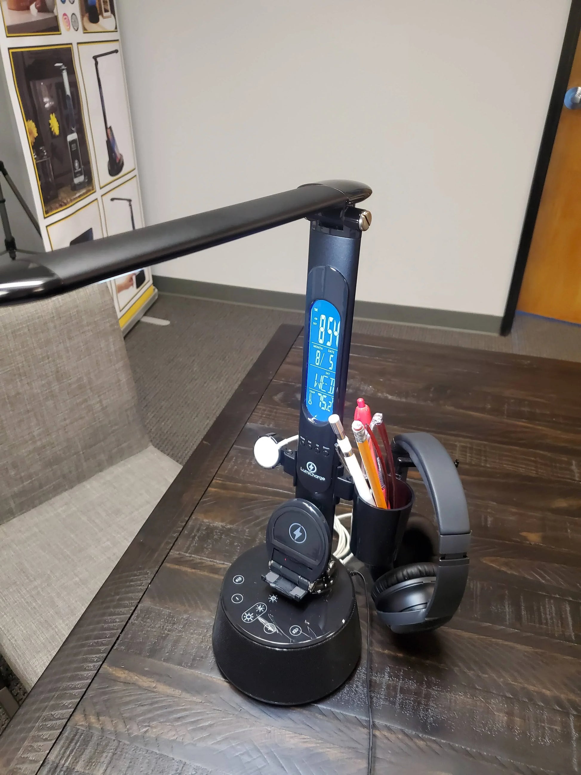 Lumicharge-T2W - LED Desk lamp with wireless charger and Bluetooth speaker