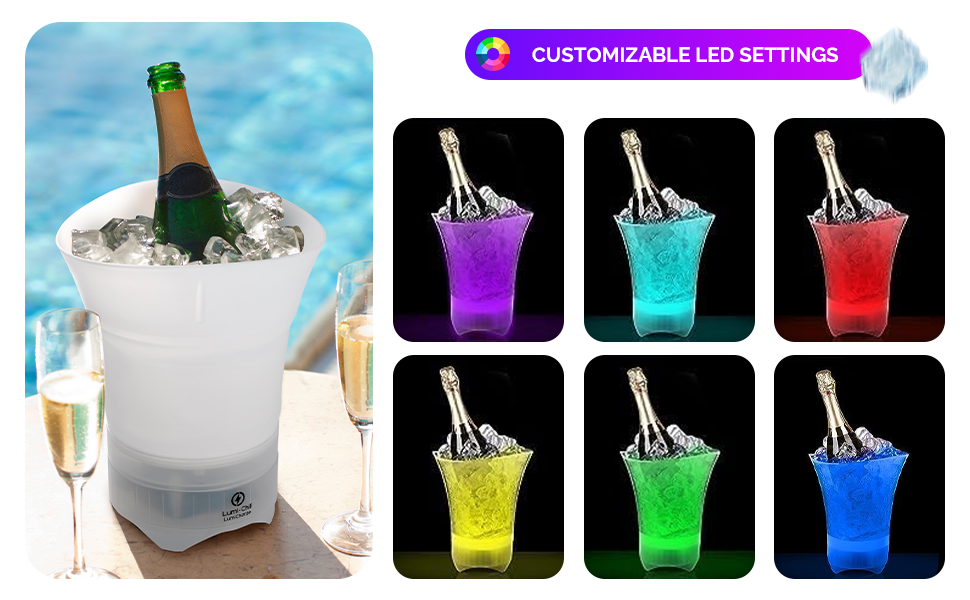 Lumi Chill Collapsible Ice Bucket & Bluetooth® Speaker with LED Party Light