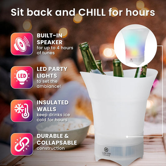 Lumi Chill Collapsible Ice Bucket & Bluetooth® Speaker with LED Party Light