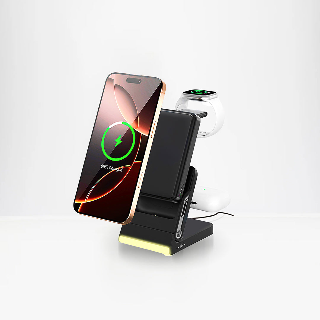 Magnetic Wireless Charger- 4 in 1 Charging Station Dock – Lumicharge Magnetic Wireless Charger- 4 in 1 Charging Station Dock – Lumicharge
