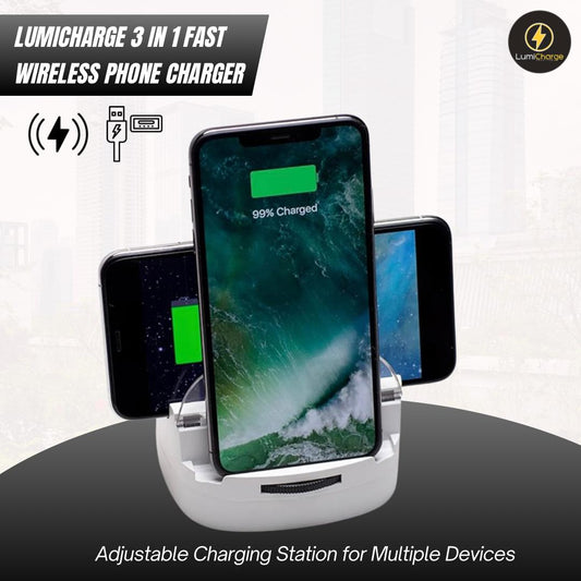 Lumicharge UD- iPhone 16, 15, 14, 13, 12, X and Android Charger - Adjustable Fast Wireless Charger