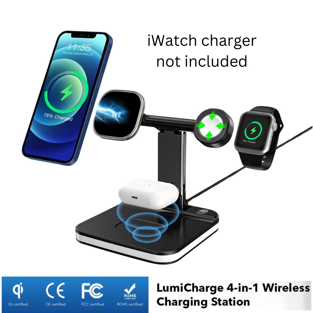 Magnetic Wireless Charger - Night LED Light - 4 in 1 Charging Station Dock